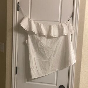 One shoulder white blouse